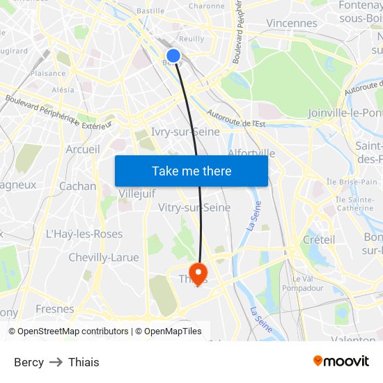 Bercy to Thiais map