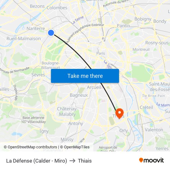 La Défense (Calder - Miro) to Thiais map