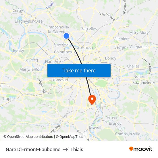 Gare D'Ermont-Eaubonne to Thiais map