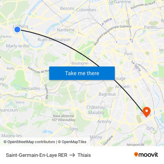 Saint-Germain-En-Laye RER to Thiais map
