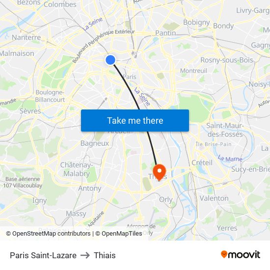 Paris Saint-Lazare to Thiais map