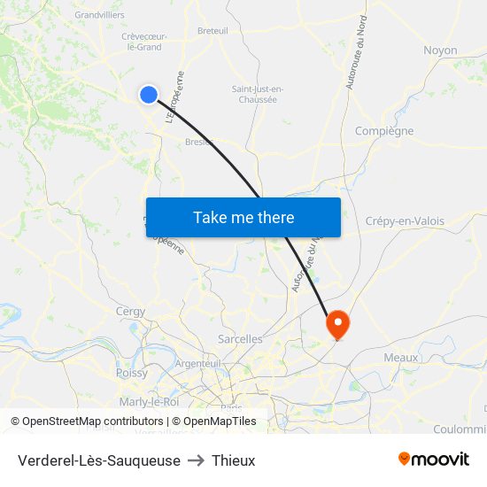 Verderel-Lès-Sauqueuse to Thieux map