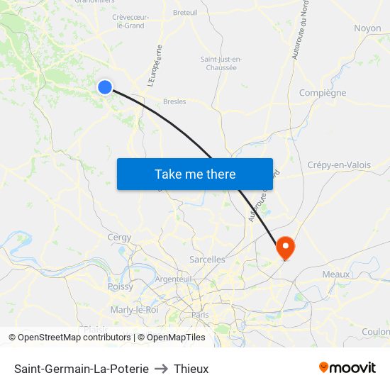 Saint-Germain-La-Poterie to Thieux map