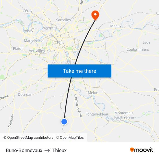 Buno-Bonnevaux to Thieux map