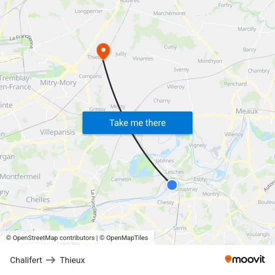 Chalifert to Thieux map