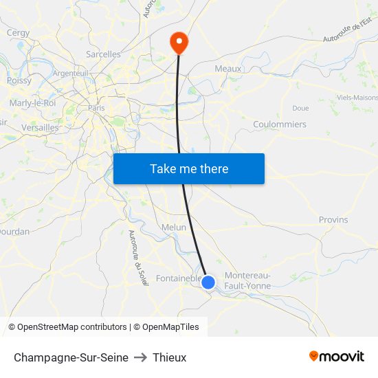 Champagne-Sur-Seine to Thieux map