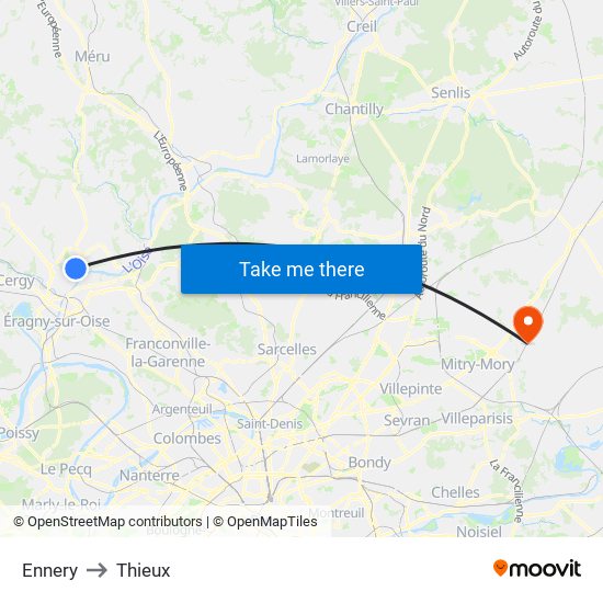 Ennery to Thieux map