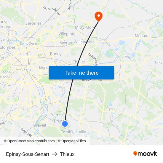 Epinay-Sous-Senart to Thieux map