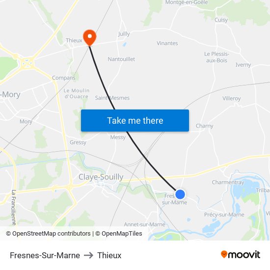 Fresnes-Sur-Marne to Thieux map