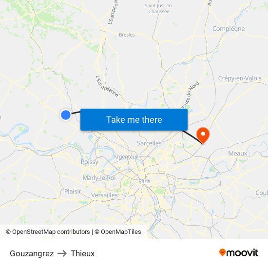 Gouzangrez to Thieux map