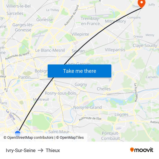 Ivry-Sur-Seine to Thieux map