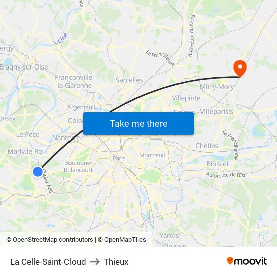 La Celle-Saint-Cloud to Thieux map