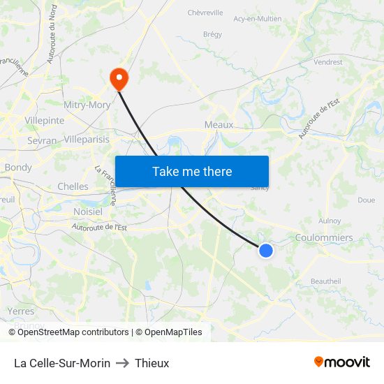 La Celle-Sur-Morin to Thieux map