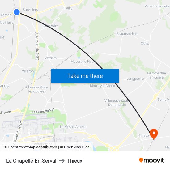 La Chapelle-En-Serval to Thieux map