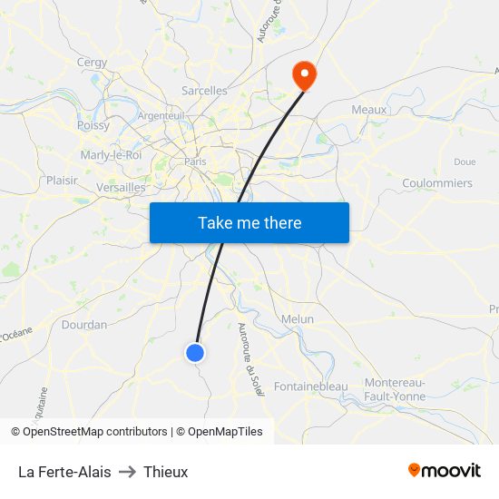 La Ferte-Alais to Thieux map