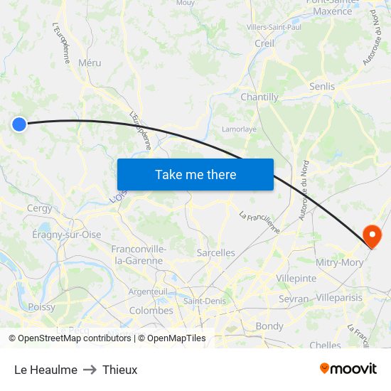 Le Heaulme to Thieux map