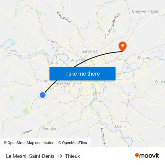 Le Mesnil-Saint-Denis to Thieux map