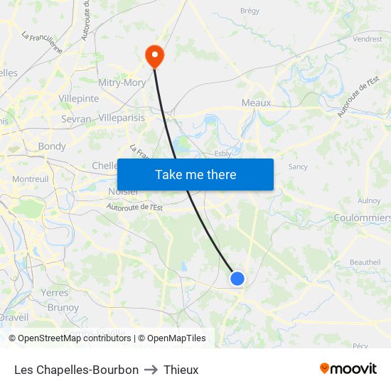 Les Chapelles-Bourbon to Thieux map