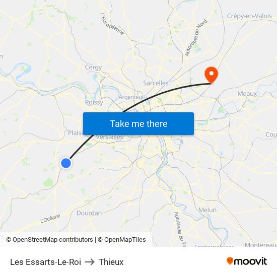 Les Essarts-Le-Roi to Thieux map