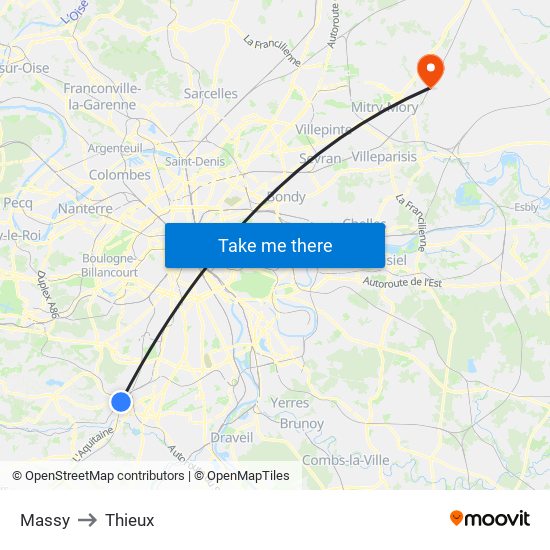 Massy to Thieux map