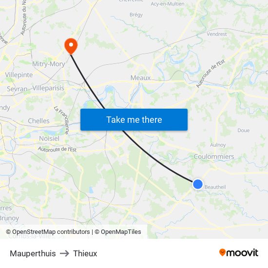 Mauperthuis to Thieux map