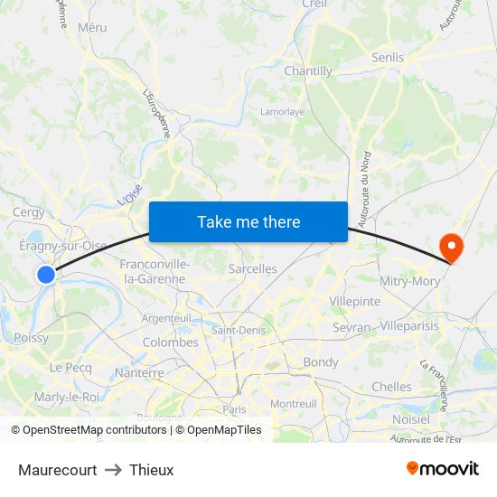 Maurecourt to Thieux map