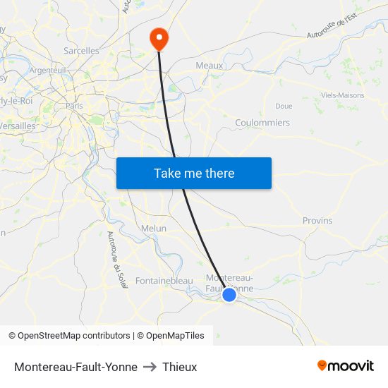 Montereau-Fault-Yonne to Thieux map