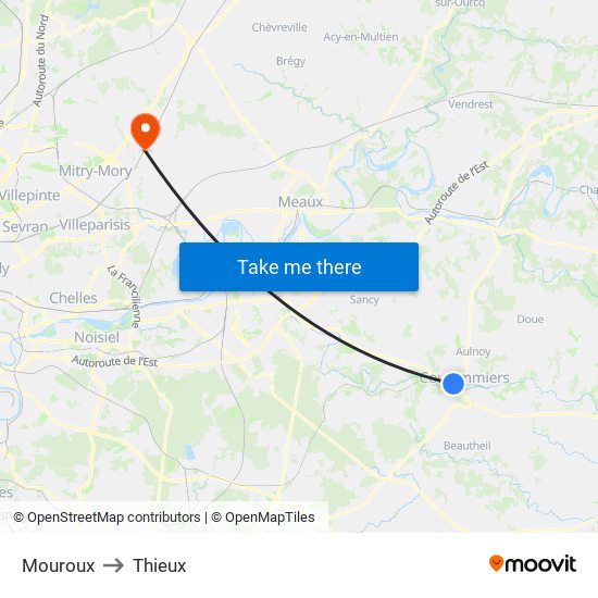 Mouroux to Thieux map