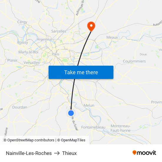 Nainville-Les-Roches to Thieux map
