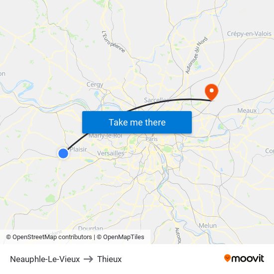 Neauphle-Le-Vieux to Thieux map
