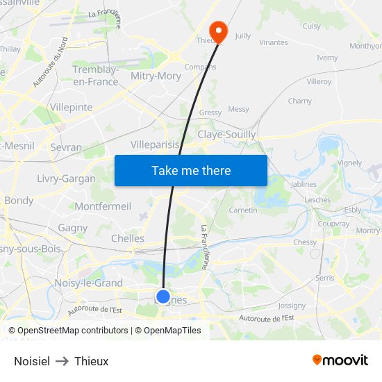 Noisiel to Thieux map