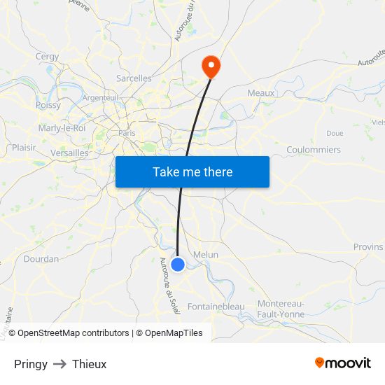 Pringy to Thieux map