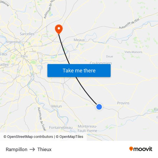 Rampillon to Thieux map