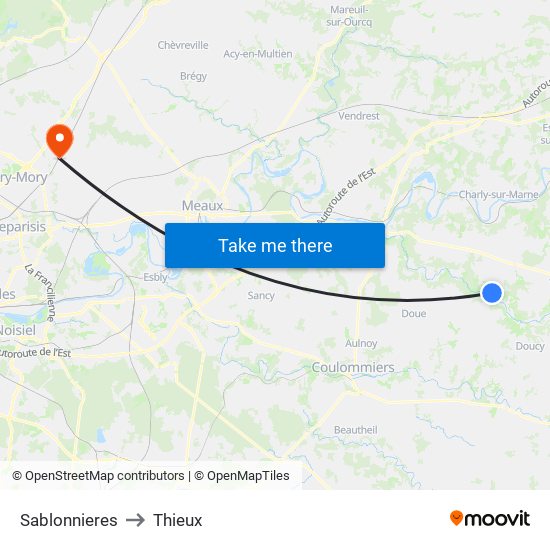 Sablonnieres to Thieux map