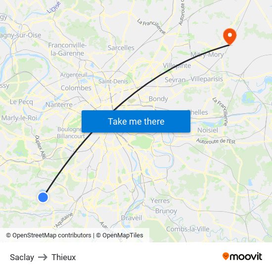 Saclay to Thieux map