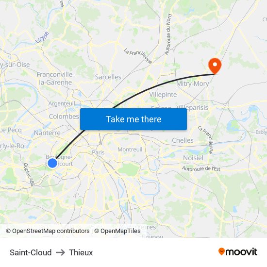 Saint-Cloud to Thieux map