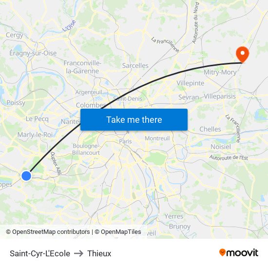 Saint-Cyr-L'Ecole to Thieux map