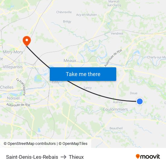 Saint-Denis-Les-Rebais to Thieux map
