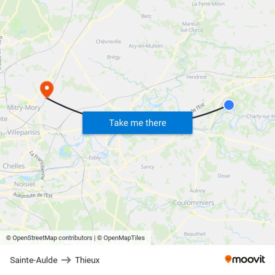 Sainte-Aulde to Thieux map