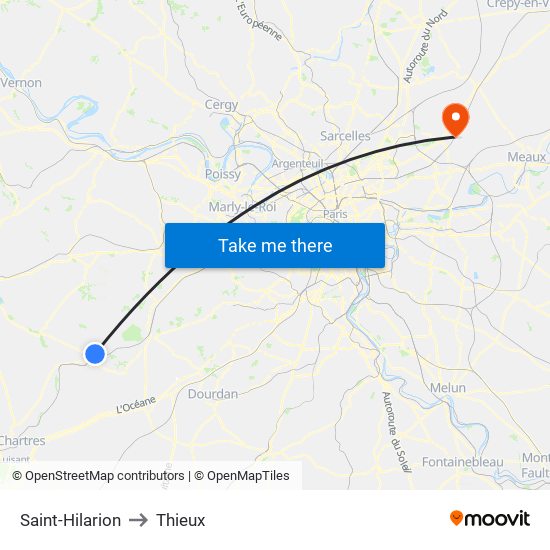 Saint-Hilarion to Thieux map