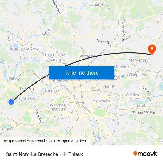 Saint-Nom-La-Breteche to Thieux map