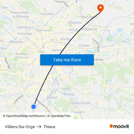 Villiers-Sur-Orge to Thieux map