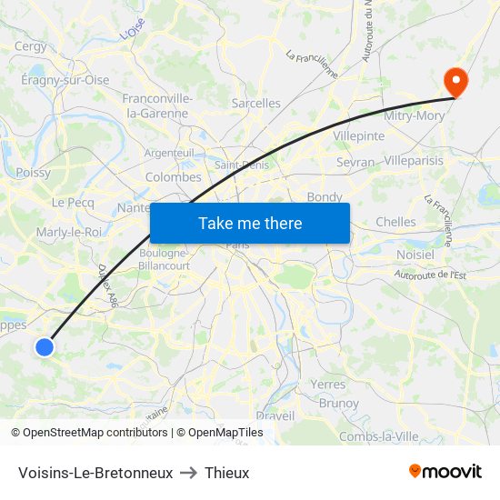 Voisins-Le-Bretonneux to Thieux map