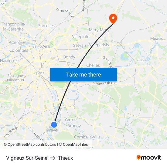 Vigneux-Sur-Seine to Thieux map