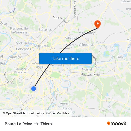 Bourg-La-Reine to Thieux map