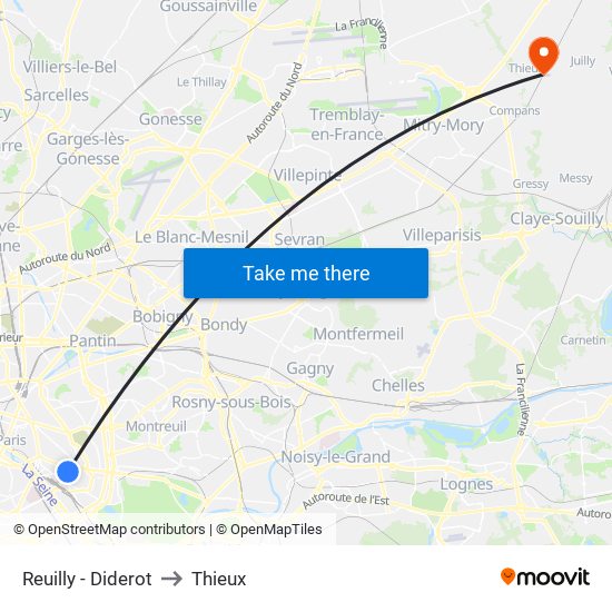 Reuilly - Diderot to Thieux map