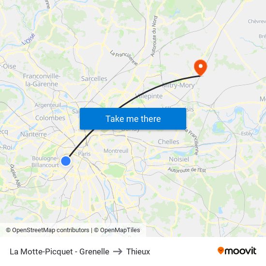 La Motte-Picquet - Grenelle to Thieux map