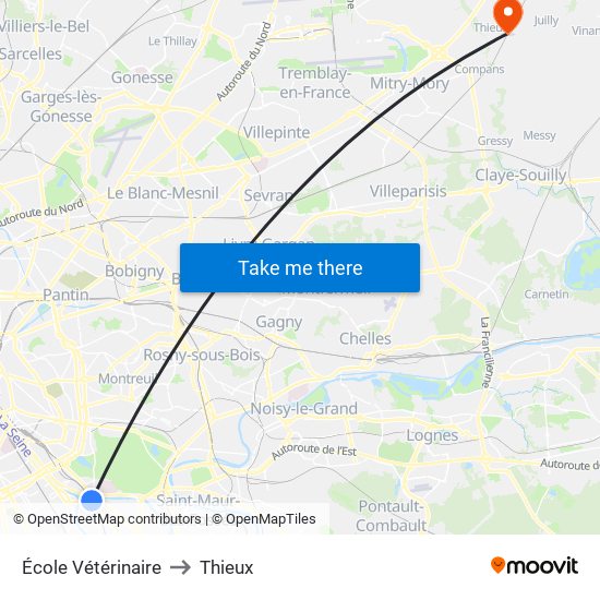 École Vétérinaire to Thieux map