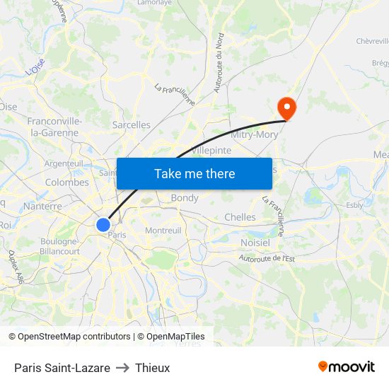 Paris Saint-Lazare to Thieux map
