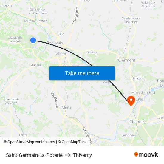 Saint-Germain-La-Poterie to Thiverny map
